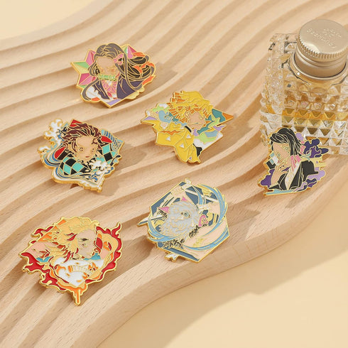 Anime Demon Enamel Pins Set, 5Pcs Anime Character Brooches and Lapel Badges Set, Tanjirou Agatsuma Zenitsu Metal Pins for Backpack Bag Hat Jacket,...