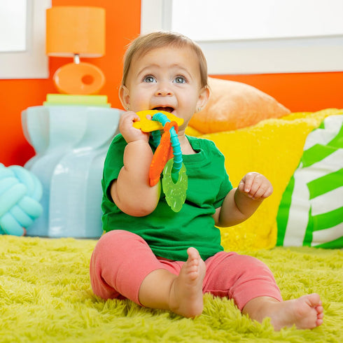 Bright Starts Tropical Chews Silicone Teething Ring - BPA-Free Monkey, Leaf, Banana - Unisex, 3 Months +...