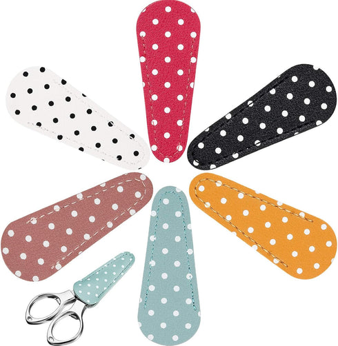 Mudder 6 Pieces Embroidery Scissors Sheath Polka Dot Scissors Protective Cover Scissors Leather Sheath for Embroidery Sewing Quilting Crafts...