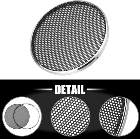 X AUTOHAUX 2pcs 3 Inch Car Metal Audio Speaker Grill Cover Mesh Woofer Horn Guard Decorative Circle Grille Protector Silver Tone...