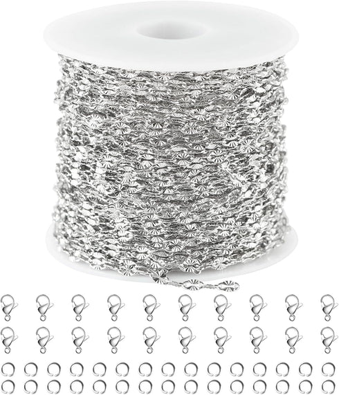 Jabogrii 10 Meters Stainless Steel Jewelry Making Chains Silver Chain Bulk DIY Craft Chain Jewelry Chain Roll for Women Necklace Bracelet...