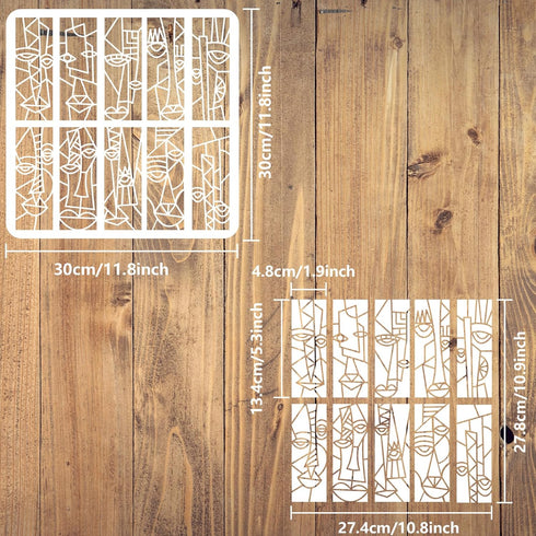 FINGERINSPIRE Faces Painting Stencil Template 11.8x11.8inch Reusable Abstract Faces Paterrn Stencil Geometric Art Faces Stencil Decoration Crafts ...