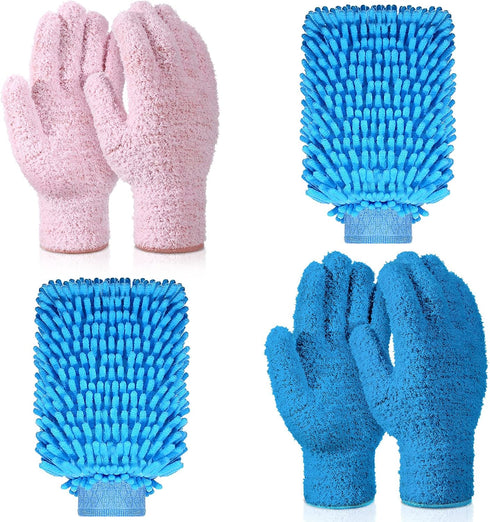 6 pcs Microfiber Dusting Mitt Gloves Microfiber Washable Dusting Gloves Car Wash Mitt for Cleaning...
