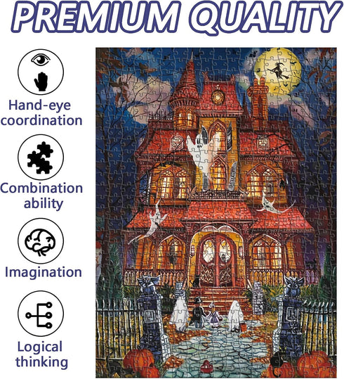 Halloween Fright Night 500 Pieces Jigsaw Puzzles for Adults, Halloween Decoration for Family Party Holiday...