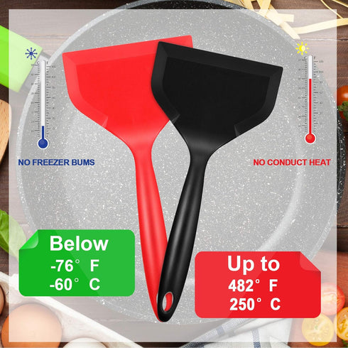 Shappy 2 Pcs Wide Silicone Spatula Tamagoyaki Shovel Turner Nonstick Fried Shovel Fish Spatula Silicone Wide Flexible Turner for Nonstick Cookware...