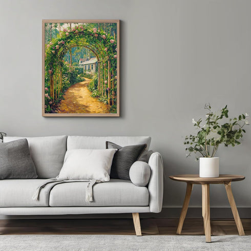 Posterizer 1 pcs-watercolor painting style-tranquil floral village backyard 1-Collectibles & Fine Art-Landscape & Nature Art- Gift for Men Women E...