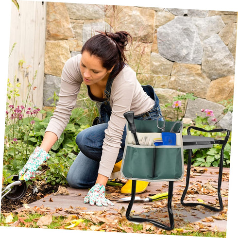 Kneeler Pouch Green Seat Garden Hanging for Cloth with Hand Chair Kneeling Folding Tools Foldable Heavy Dad Organizer Tool Pockets Gardening Bag M...
