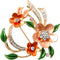 Navachi 18k Gold Plated Multicolor Enamel Flower Ornaments Green Leaves Crystal Brooch Pin...