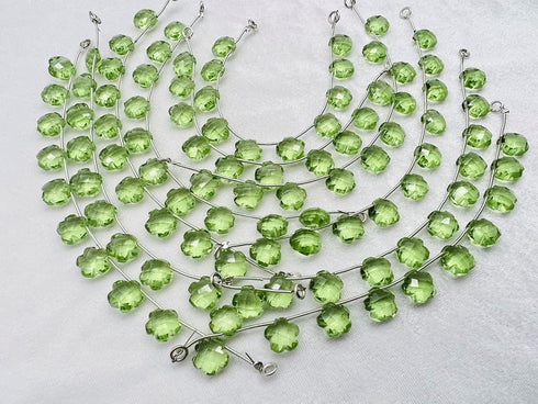 1 Strand Prehnite Quartz 10 Piece Beads Size 10mm Flower Shape Cut Carved Faceted Beads for Jewellery Making, Beading & Craft Supplies Flower_06...