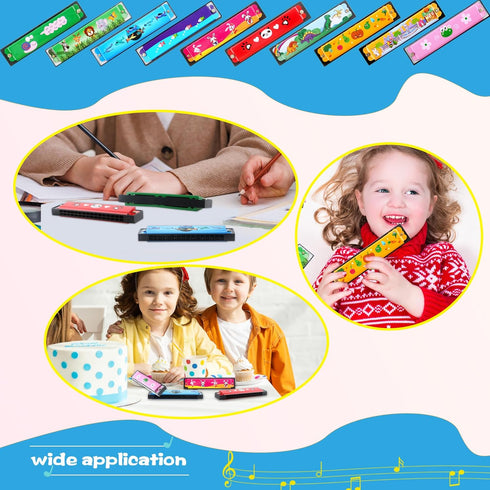 6 Pcs Cartoon Harmonica Kids Harmonica Toys 16 Holes Harmonica Instruments for Children Boys Girls Party Favors, Random Color Pattern (6)...