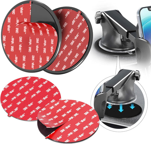 3M VHB Adhesive Dashboard Mounting Disk Set for Suction Cup Car Mounts - 3.74 inch (95mm) Wide, Ensures Secure Hold for Phone Holders, GPS, Dash C...