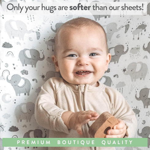 Bedside Sleeper Bassinet Sheets for 20x35 Inch Large Mattress Pad – Snuggly Soft 100% Jersey Cotton Fitted Baby Sheets – 2 Pack...