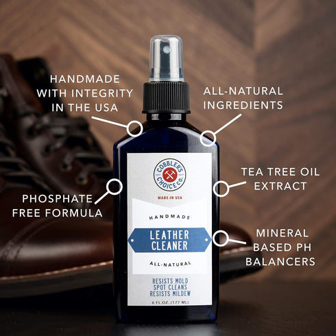 Cobbler's Choice Co. Finest Quality Leather Cleaner 100% Natural - Designed to Fight Fresh Stains, Dirt, & Build-Up - Easy Spray Application...