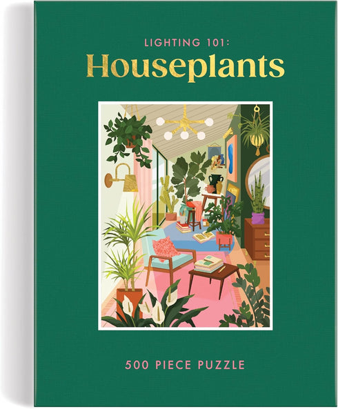 Galison Lighting 101: Houseplants – 500 Piece Book Puzzle with Beautiful Plant and Interior Design Artwork Packaged in Magnetic Keepsake Book Size...