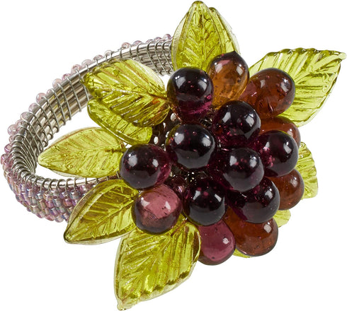 Beaded Napkin Rings With Flower And Leaves (Set of 4)...