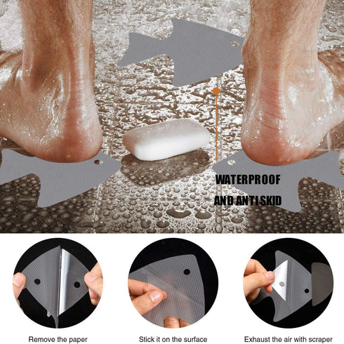 Bathtub Stickers Non-Slip, 24 PCS Safety Shower Treads Adhesive Appliques with Premium Scraper (Gray)...