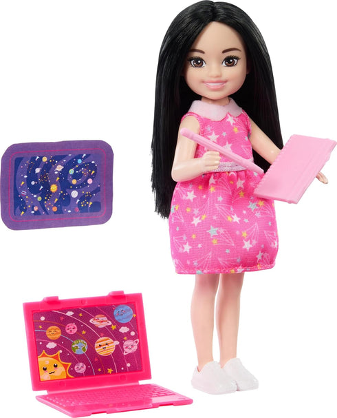 Barbie Doll & Accessories Toy Set, Chelsea Can Be Astronomer, Brunette Small Doll with 5 Science-Themed Pieces Including a Telescope...
