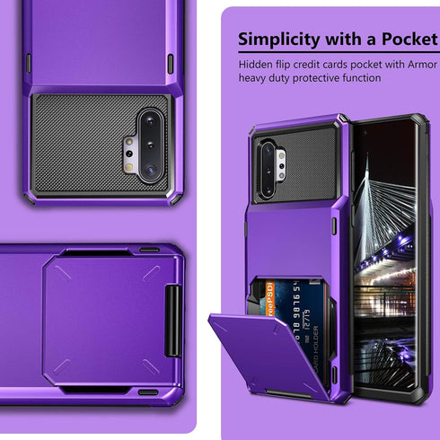 Vofolen Case for Galaxy Note 10+ 10 Plus Case Wallet 4-Slot Pocket ID Card Holder Scratch Resistant Dual Layer Protective Bumper Rubber Armor Hard...