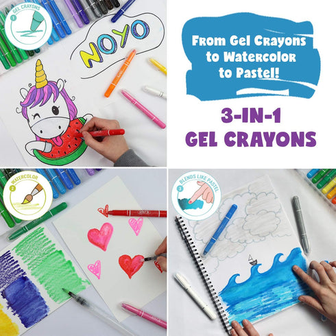 DOODLE HOG Washable Crayons 12 Colors, Kids and Toddler Crayons, Watercolor, Non Toxic, 3 in 1, for Kids Ages 4-8...