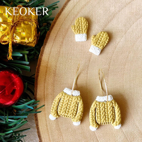 Keoker Polymer Clay Texture Sheet Christmas, Christmas Clay Texture Mat for Making Earrings Jewerly, Christmas Polymer Clay Earrings Tools (Style ...