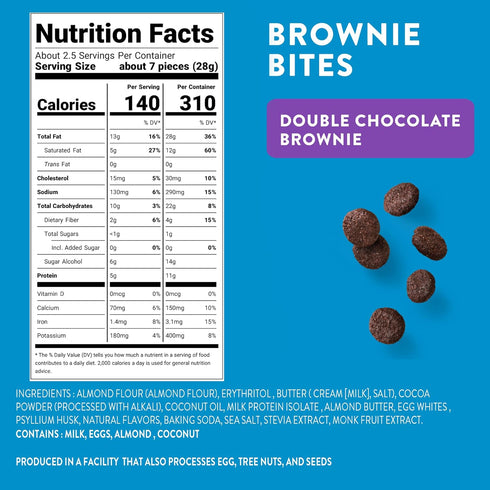 HighKey Low Carb Keto Brownie Bites - Keto Snack Low Carb Snack Sugar Free Chocolate Protein Cookies Sugar Free Snacks Gluten Free Snack Keto Frie...