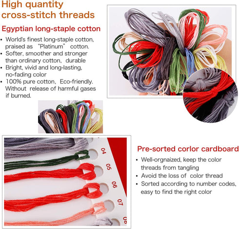 Printed Cross Stitch Kits 11CT 9X9 inch 100% Cotton Holiday Gift DIY Embroidery Starter Kits Easy Patterns Embroidery for Girls Crafts DMC Stamped...