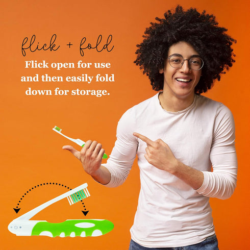 Travel Toothbrush, Portable Toothbrush Built in Cover, Travel Size Toothbrush For Hiking, Camping, and Traveling, Folding Toothbrushes, Collapsibl...