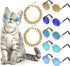 7 Pieces Dog Costume Set Include Adjustable Gold Pet Chain and Funny Cute Cat Small Dog Sunglasses Retro Pet Sunglasses for Cat Puppy Small Medium...