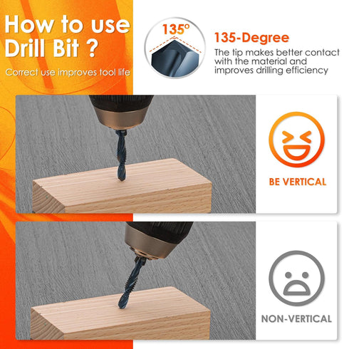 THINKWORK Combination Drill Tap & Tap Bit Set, 6 Pack 3-in-1 Anti-Rust Black Titanium Coated Screw Tapping Bit Tool in SAE Size 6-32NC 8-32NC 10-2...