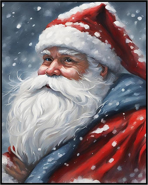 Posterizer 1 pcs-Santa Clause in snowy winter-in oil painting style-2-Holiday Poster Collection-Landscape & Nature Art-Living Room Bedroom Decor- ...