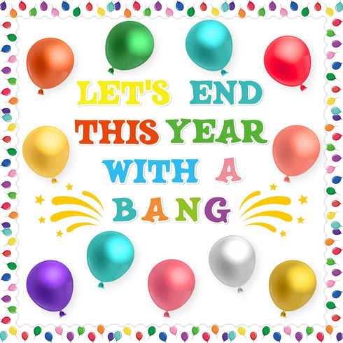 56pcs Happy New Year Chalkboard Set with 50pcs Balloons and 10 Sheets Glue Points, Let’s End This Year with A Bang Funny Paper Cut-outs School Cla...