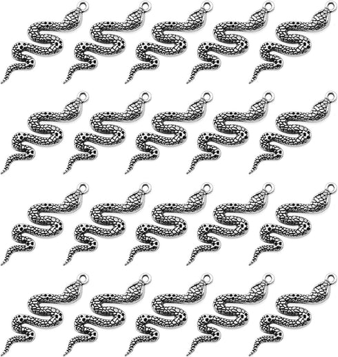 20PCS Snake-shape Charms Pendants Accessory Mixed Smooth Metal Charms for DIY Jewelry Making and Crafting, Ancient Silver...