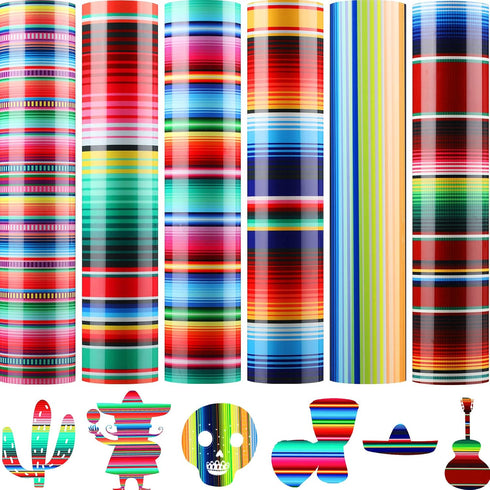 Cinco De Mayo Printed Transfer Vinyls HTV Mexican Design Heat Transfer Vinyls Serape Pattern Vinyls Striped Vinyl Sheets for Mexican Fiesta Theme ...