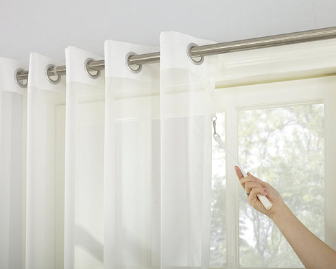 No. 918 - 50985 Emily Extra-Wide Sheer Voile Sliding Patio Door Curtain Panel, 100" x 84", Ivory...
