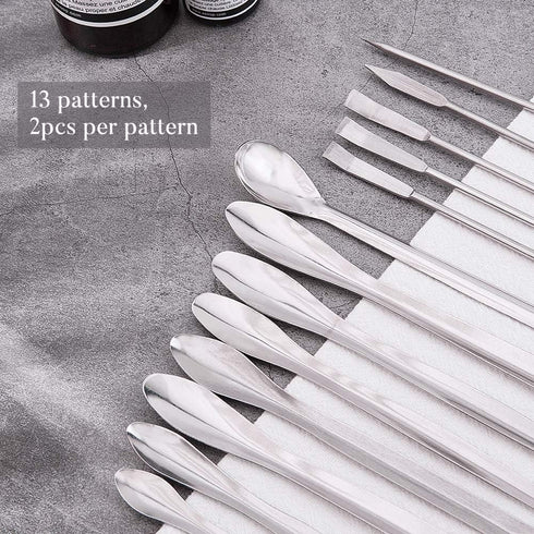 OLYCRAFT 26PCS Stainless Steel Lab Measuring Spatula Set, Micro Lab Scoop/Spoon Mixing Spatula for Powders Gel Cap Filler, Capsule Filler,Laborato...