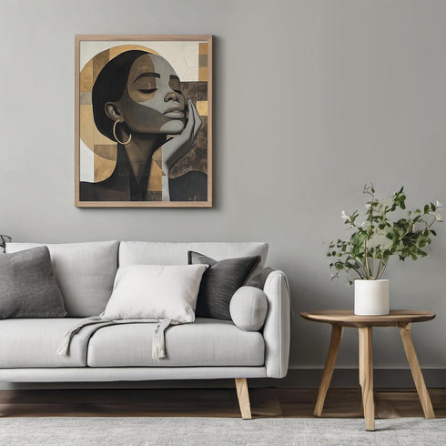 Posterizer 1 pcs-African woman with gold hoop-chic art-Afro-American Art Collection-Abstract & Modern Art-Chic Home Decor- unframed wall art...