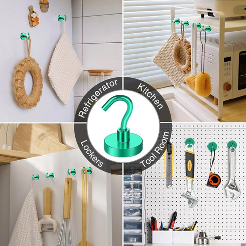 MIKEDE Magnetic Hooks, 40Lbs+ Heavy Duty Magnet Hooks for Cruise Cabins, Super Neodymium Hanging Hooks Strong Magnets with Hook for Fridge, Magnet...