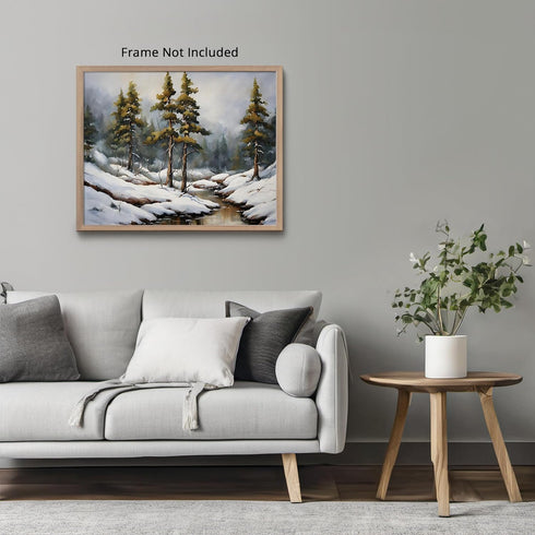 Posterizer 1 pcs-snowy jungle in winter in oil painting style-9-Landscape & Nature Art-Living Room Bedroom Decor- unframed wall art...