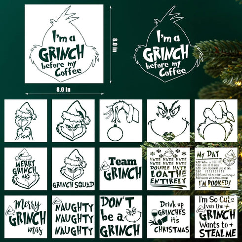 16 Pcs Christmas Stencils Reusable Christmas Stencil Templates Christmas Holiday Wood, Wall, Fabric,Chalkboard, Sign, DIY Art Projects Decoration...