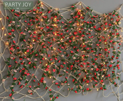 PARTY JOY 5pcs 41Ft Flower Garland Fake Rose Vine Artificial Flowers Hanging Rose Ivy Hanging Baskets Wedding Arch Garden Background Decor (Pink, ...