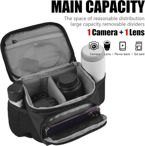 Cwatcun Small Camera Bag Compact Camera Shoulder Bag, Waterproof Digital Camera Crossbody Case, Travel Photography Bag for Canon, Nikon, Sony, Fuj...