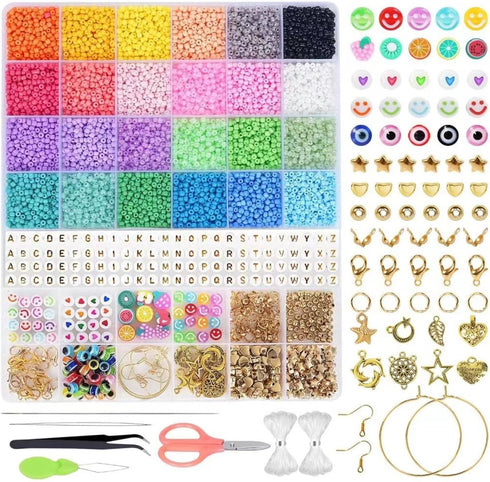 JMENGYI 8400pcs+ 3mm Glass Seed Beads for Jewelry Making 24 Colors Beads Bracelet Making Kit Small Beads Friendship Bracelet Beads Making Kit for ...