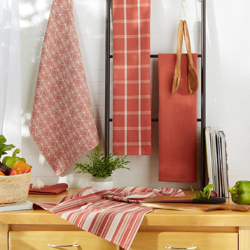 DII Assorted Woven Kitchen Set, Dishtowel, 18x28, Dishcloth, 13x13, Spice, 5 Piece...