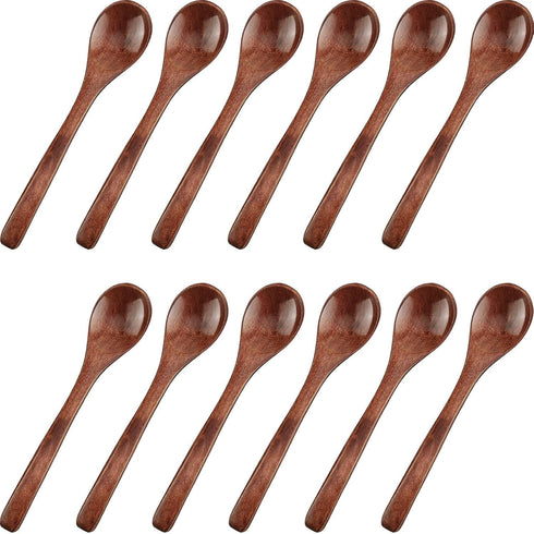 Patelai 12 Pcs Small Wooden Spoons 5 Inch Honey Spoons for Tea Mini Wood Tasting Spoons for Cooking Little Tiny Wooden Eating Serving Spoons for D...
