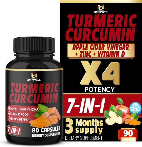 Turmeric Curcumin Supplement - 95% Curcuminoids with Ginger, Apple Cider Vinegar, Black Pepper - 90 Count - 3 Month Supply...
