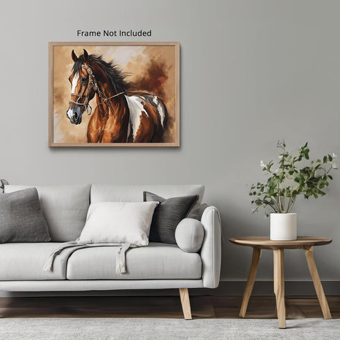 Posterizer 1 pcs- Beautiful brown and white horse with rustic background-Art for Animal Lovers- Gift for Men Women Teens-decor for Bedroom, Offic...