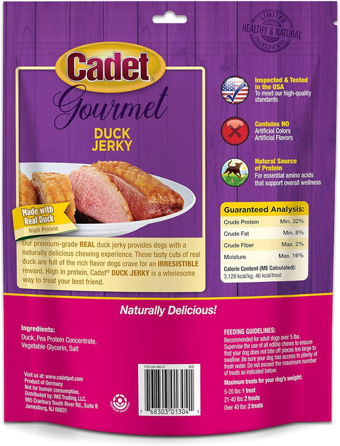 Cadet Gourmet Duck Jerky Dog Treats - Healthy & Natural Duck Dog Training Treats for Small & Large Dogs - Inspected & Tested in USA (14 oz.)...