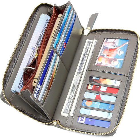 GEEAD Wallets for Women Large Capacity PU Leather Credit Card Holder Clutch Wristlet Wallet...