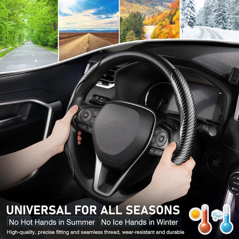 Cartist Carbon Fiber Steering Wheel Cover - Anti-Slip, Comfortable Grip for Men/Women - Durable, Universal Car Accessory (Black)...