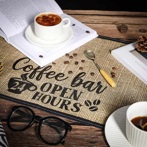 Cunhill 2 Pieces Coffee Bar Mat,Coffee Bar Accessories 20 x 14 Inch Coffee Bar Decoration Coffee Placemats for Coffee Machine, Coffee Bar, Counter...